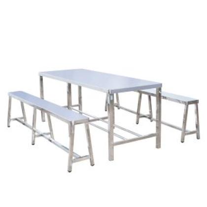 Bàn Chữ Nhật Inox + Ghế Cố Định 2m BCN8