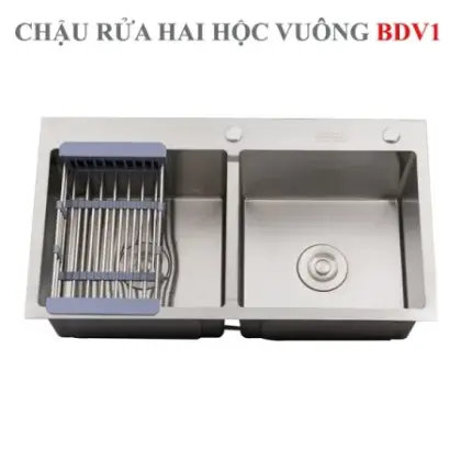 Chậu Rửa Chén Inox Hwata BDV1 Hai Hộc