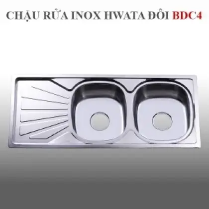 Chậu Rửa Chén Inox Hwata BDC4 Hai Hộc, Một Bàn