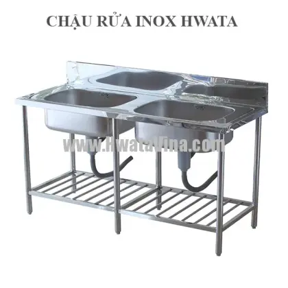 Chậu Rửa Chén Inox Hwata CCN02 Hai Hộc