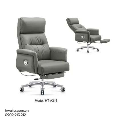 Ghế Xoay Văn Phòng Lưng Da Có Tay Vịn Hwata HT-A316