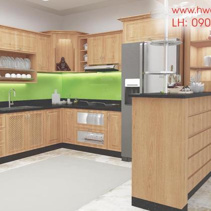 Kệ bếp inox 304 Hwata, cửa gỗ sồi HWGS 01