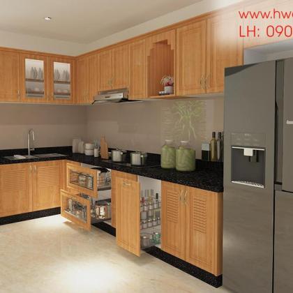 Kệ bếp inox 304 Hwata, cửa gỗ sồi HWGS 03