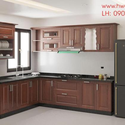 Kệ bếp inox 304 Hwata, cửa gỗ xoan đào HWXD 02