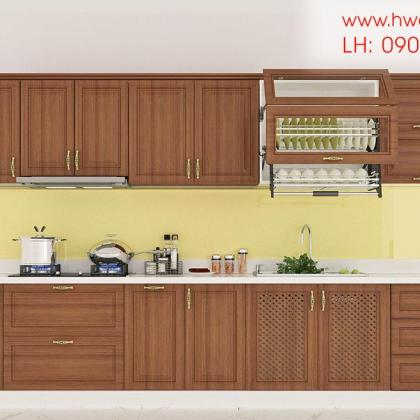 Kệ bếp inox 304 Hwata, cửa gỗ xoan đào HWXD 06