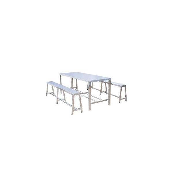 Bàn Chữ Nhật Inox + Ghế Cố Định 2m BCN8