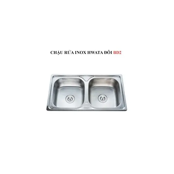 Chậu Rửa Chén Inox Hwata BD2 Hai Hộc