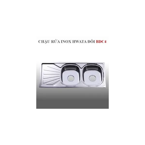 Chậu Rửa Chén Inox Hwata BDC4 Hai Hộc, Một Bàn