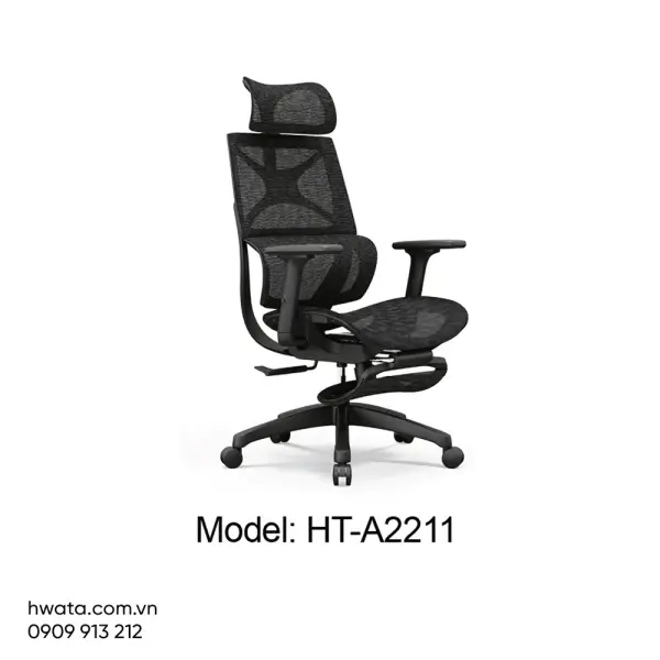 Ghế Xoay Văn Phòng Công Thái Học Lưng Lưới Có Tay Vịn Hwata HT-A2211