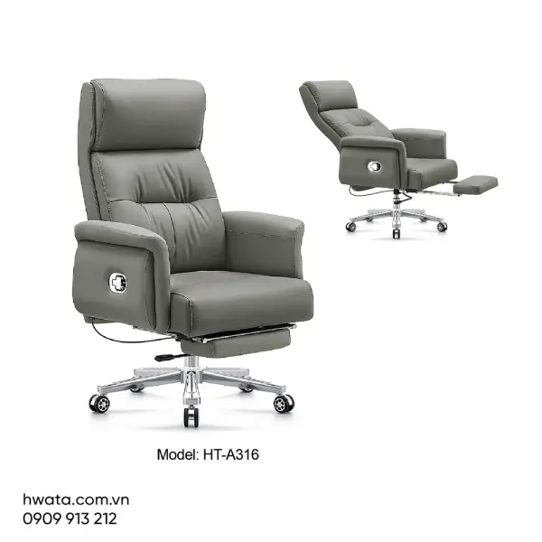 Ghế Xoay Văn Phòng Lưng Da Có Tay Vịn Hwata HT-A316