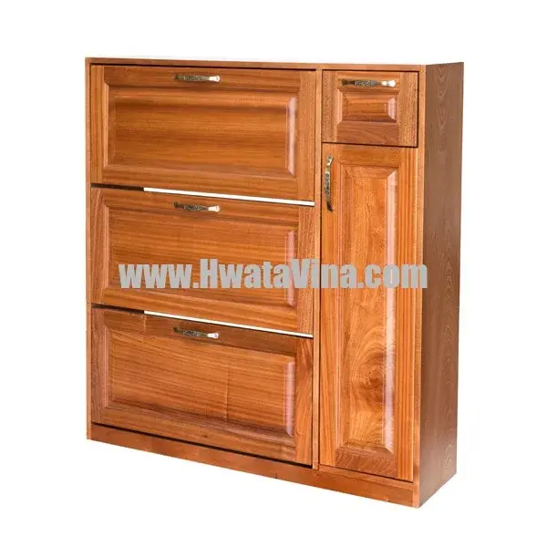 Kệ Giày Xoay Gỗ Ghép Có Hộc Kéo