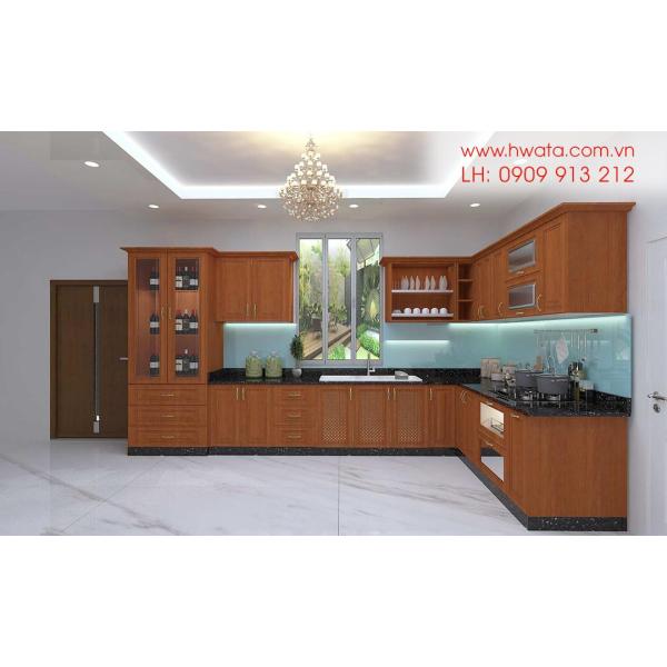 Kệ bếp inox 304 Hwata, cửa gỗ xoan đào HWXD 01