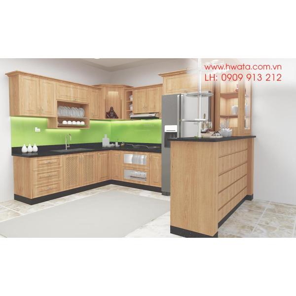 Kệ bếp inox 304 Hwata, cửa gỗ sồi HWGS 01