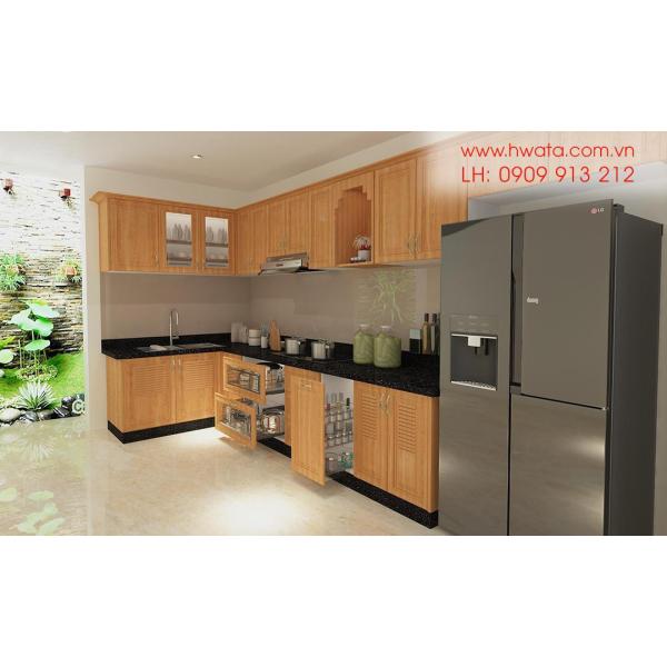 Kệ bếp inox 304 Hwata, cửa gỗ sồi HWGS 03