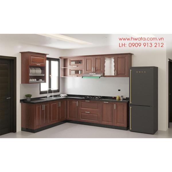 Kệ bếp inox 304 Hwata, cửa gỗ xoan đào HWXD 02