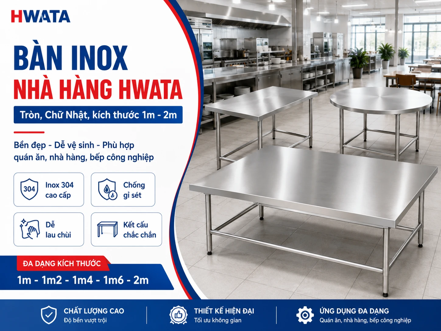 Bàn inox căng tin Hwata BCN6 BCN7 BCN8