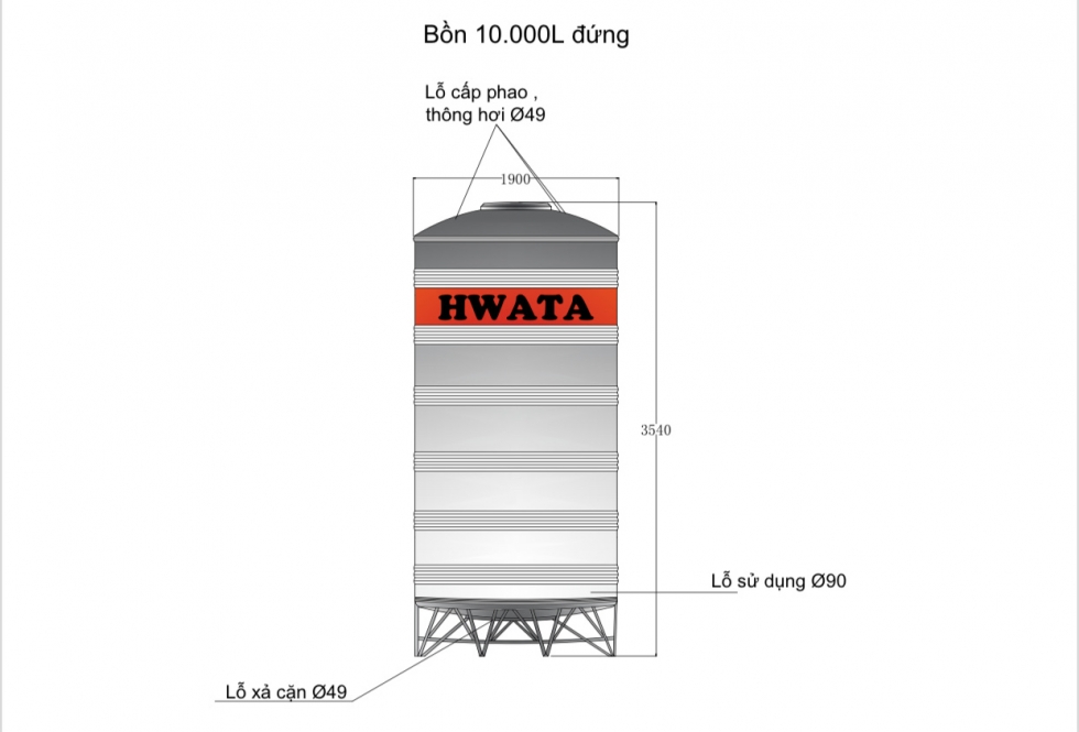 bon nuoc inox hwata 10000l dung