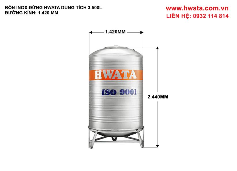 Kích thước bồn inox  Hwata 3500 lít