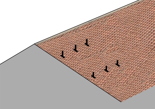 Hình ảnh điểm níu chân đế trước khi lắp đặt thái dương năng trên mái nghiêng
