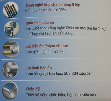 Ưu điểm Thái Dương Năng Sơn Hà 140 lít